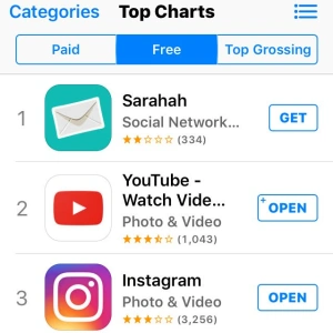 Sarahah #1 in App Store